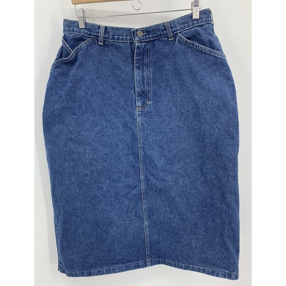 Vintage Cap Ferrat Denim Midi Skirt 100% Cotton Plus Size 20W Modest